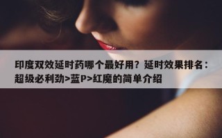 印度双效延时药哪个最好用？延时效果排名：超级必利劲>蓝P>红魔的简单介绍
